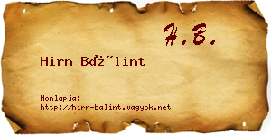 Hirn Bálint névjegykártya